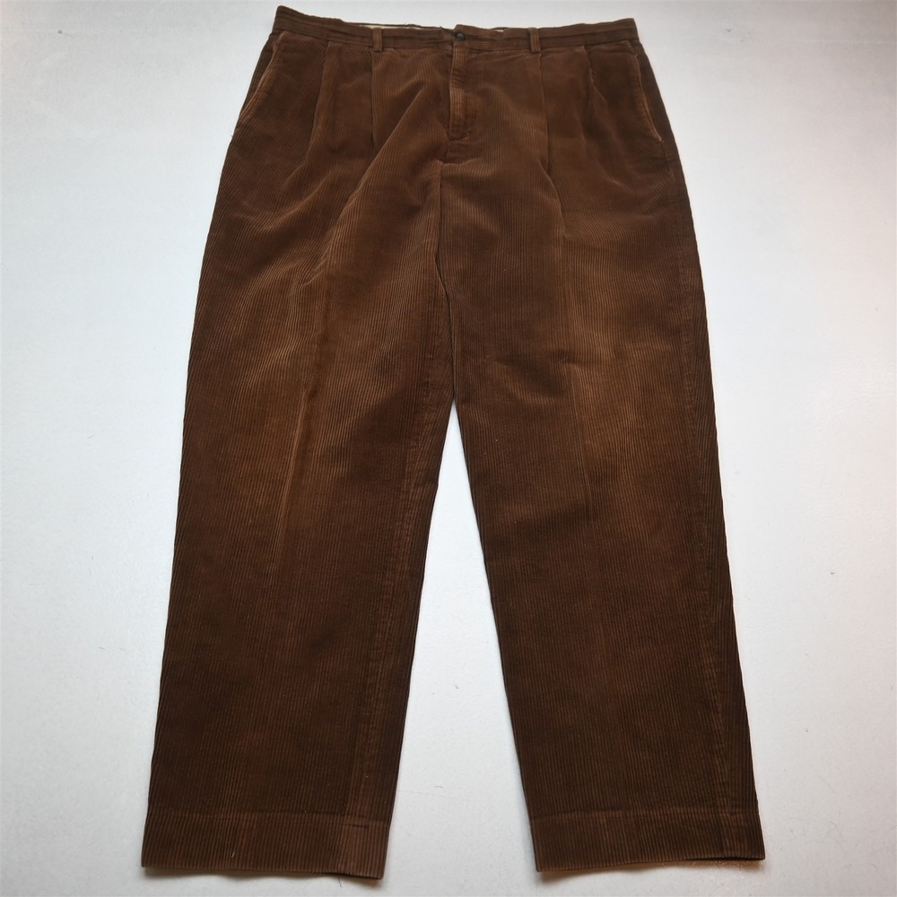 Vtg Baracuta 42x34 Brown Wide Wale Corduroy Pleated Classic‎ Mens Pants